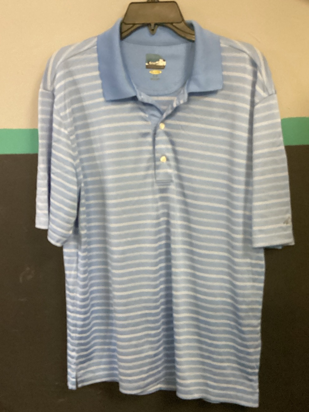 Greg Norman Collection Light Blue Striped Polo